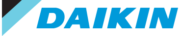 Logo of Daikin, featuring the company name in bold blue capitalized letters, styled with a sharp geometric design on the left side, representing their expertise in air conditioning.